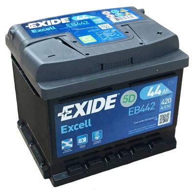 Exide Excell EB442 akkumulátor, 12V 44Ah 420A J+ EU, alacsony